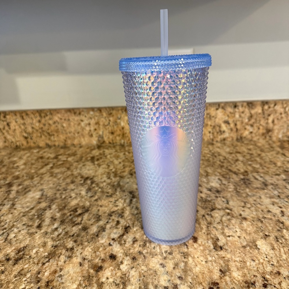 Starbucks 2021 China Ice Blue Iridescent Bling Glitter Studded Tumbler 24oz New